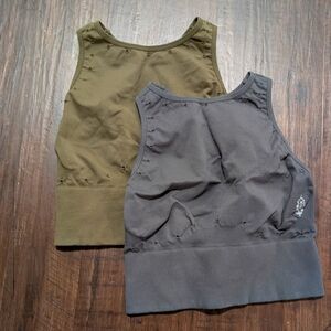Olive and Gray Sleeveless Tops
